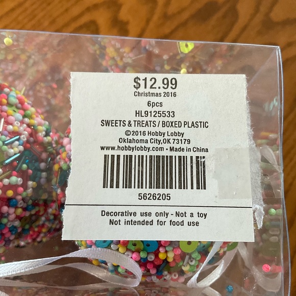 NIB Sweets & Treats Holiday Ball Ornaments, Set of 6 - Picture 3 of 3